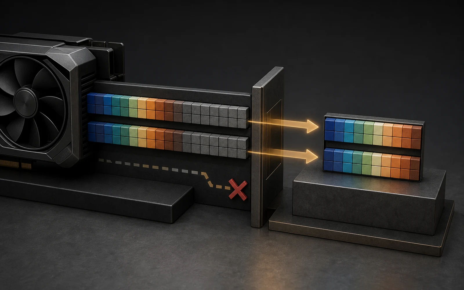带行尾填充的 GPU 读回缓冲经过提交边界形成紧密 CPU 快照